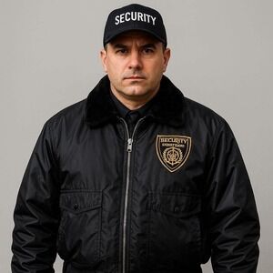 Black Tact Squad Security Bomber Jacket Faux Fur Collar Quilted Lining‎ M Medium